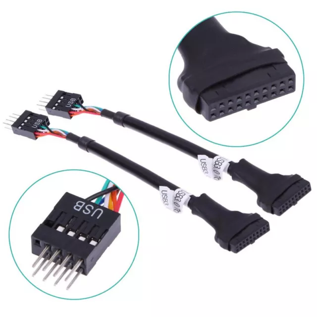 USB 3.0 20-Pin Male To USB 2.0 9-Pin Motherboard Header Female Adapter Cable