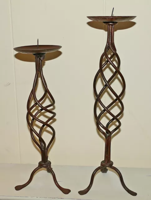 Lovely Pair Of Decorative Rusty Look Metal/Iron Candle Holders!