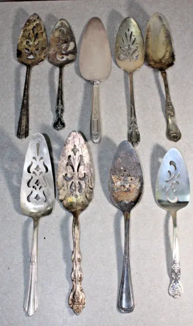 Silver Plated Cake Servers 9pcs Mixed Lot #114