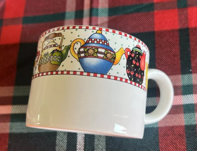 VTG Mary Engelbreit Sakura Afternoon Cup Short Coffee mug Tea pots design RARE