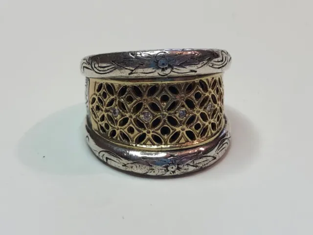 Konstantino 18k Yellow Gold Sterling Silver Diamond Ring Size 7.75