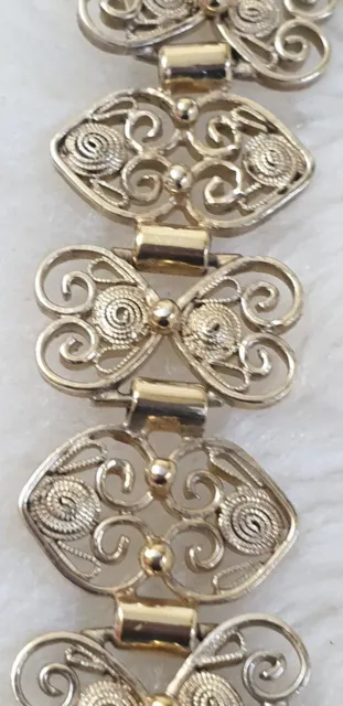 Jugendstil Filigran Armband aus 800er Silber Vergoldet Maßiv 25 gr. 20cm Lang 2