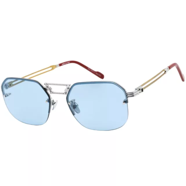 Porta Romana Unisex Sunglasses Blue Lens Rimless Metal Frame Mod. 1012 600B