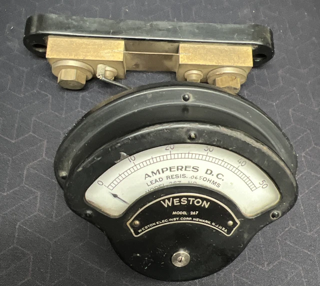 Vintage Weston Electrical Instruments Co Small DC 50 Volt Amp Meter #267 Vintage Weston Electrical Instruments Co Small DC 50 Volt Amp Meter #267