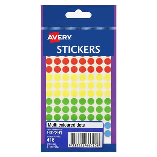 MULTICOLORED Avery F/P Dot Label 8mm (Pack of 10) FREE Global Shipping