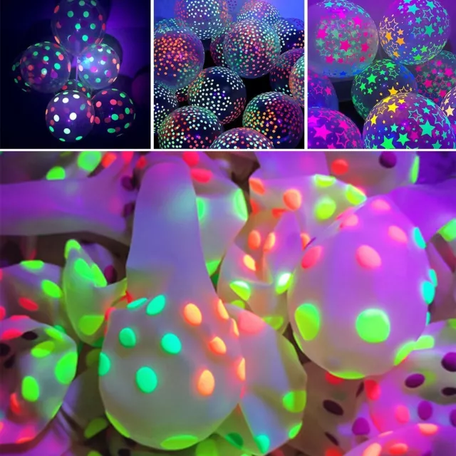 Universal Balloons Party Decor Birthday Neon Stars Points UV 10Pcs 12 Inch