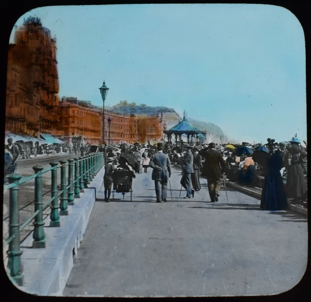 ANTIQUE Magic Lantern Slide HASTINGS THE GRAND PARADE C1910 PHOTO ENGLAND