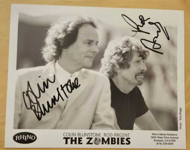 Zombies - Rod Argent & Colin Bluntstone - Hand Signed B&W Photo 10"x8"