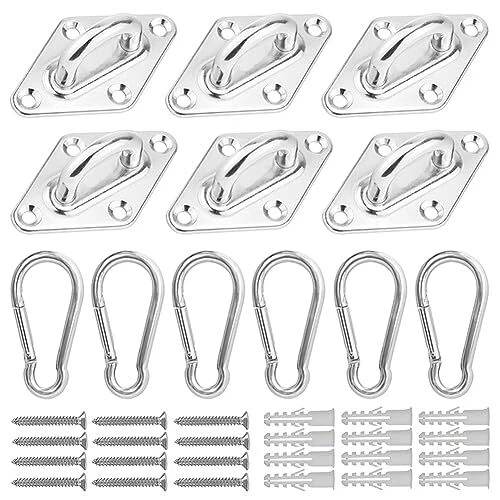 SAIJIAN 12 Pièces M5 Platine Oeil INOX et Mousqueton Platine Ancrage INOX Cro...