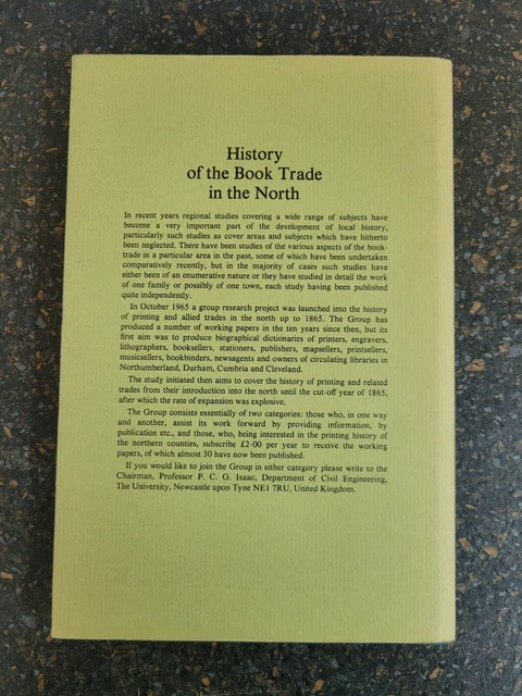 THE BOOK TRADE in Northumberland & Durham to 1860 by C J Hunt ...