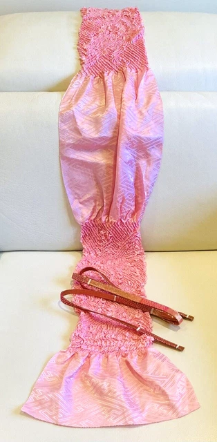 Sciarpa vintage giapponese rosa zucchero seta shibori obige & oro Obijime per kimono