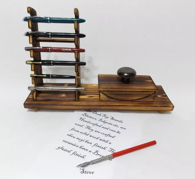 Pen stand rack holder desk top ink fountain pen display stand brush holds 6