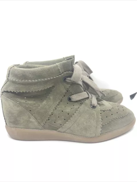 ISABEL MARANT Bobby HiddenWedge Sneakers Boots Shoes Hi Tops Sz 40 Suede Beige