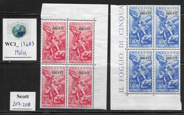 WC1_13483. ITALY:TRIESTE FTT. Blocks of 1954 INTERPOL. Scott 207-208. MNH