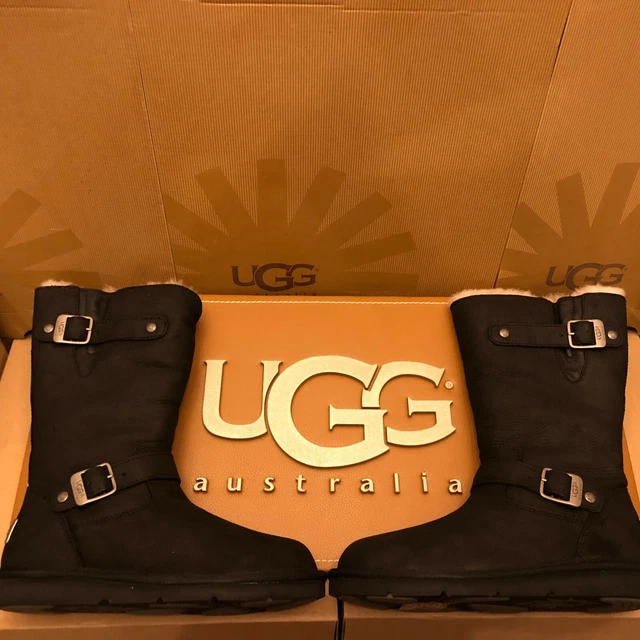 New Womens UGG Kensington Sheepskin Motorcycle Buckle Boot Winter Brown or Black New Womens UGG Kensington Sheepskin Motorcycle Buckle Boot Winter Brown or Black