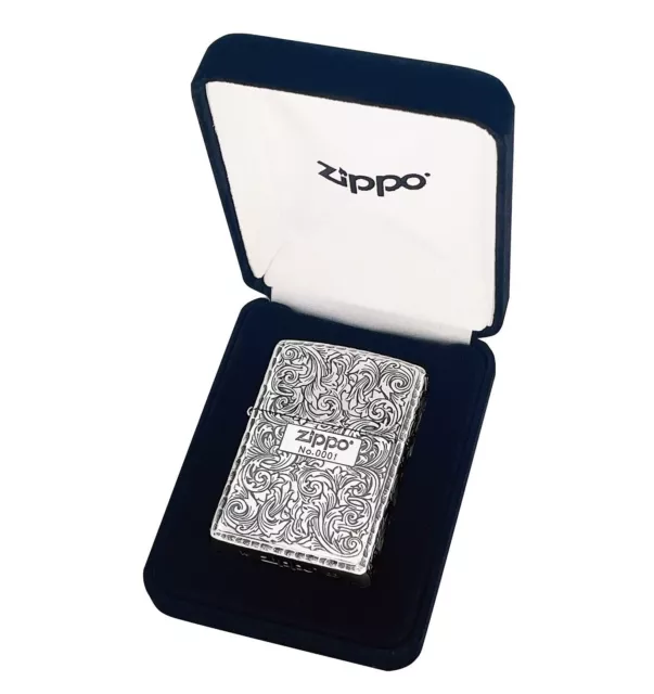 Zippo Oil Lighter Arabesque Silver Armor Case Limited Serial Number Japan