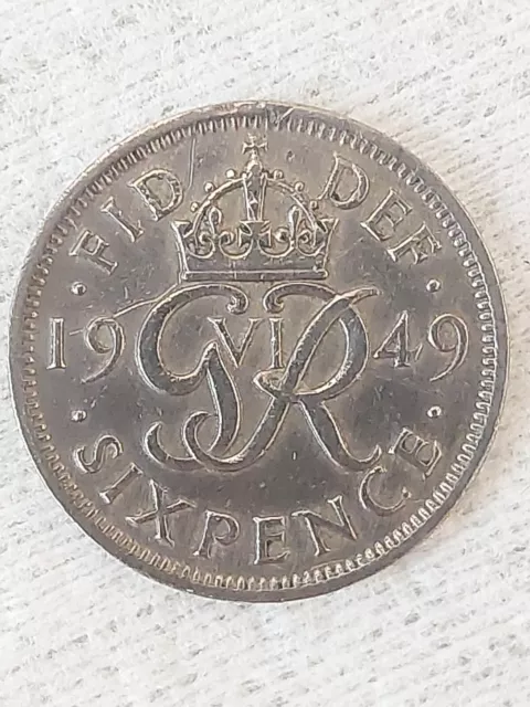 1949  King George V1 Sixpence.  Superb coin..