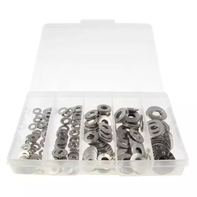 Qty 225 Flat Washer Kit 3/16 1/4 5/16 3/8 1/2 Stainless Marine Imperial 316 #129