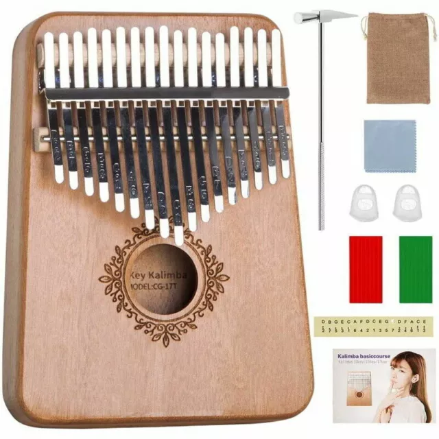 17-Key Kalimba Thumb Piano Toy Wooden Mahogany Finger Musical Instrument Kit UK