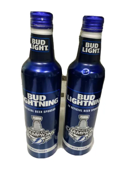 Set of 2 BUD LIGHT 2020 TAMPA BAY LIGHTNING STANLEY CUP CHAMPIONS EMPTY BOTTLE