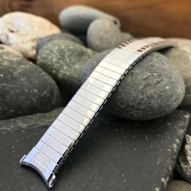 10k White Gold-Filled 19mm Cobra Speidel USA nos 1970s Vintage Watch Band