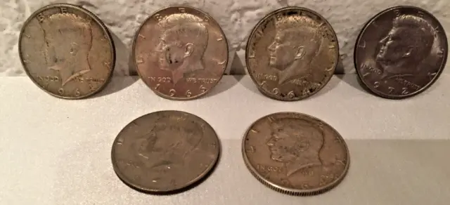 6 US Münzen HALF DOLLAR J.F. KENNEDY 1964-1966-1972-1974 IN GOD WE TRUST