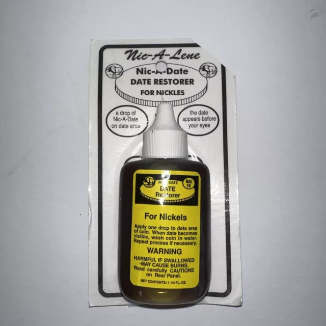 NIC A DATE Restorer For Buffalo Nickel US Coin Date Restore Acid Bottle
