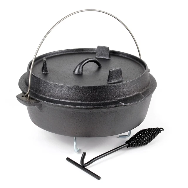 Dutch Oven 5l Untersetzer Deckelheber Kochtopf Gusseisen Feuertopf Schmortopf