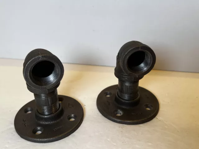 Pair 2x3" Pipe L Brackets DIY (towel/bar) urban steampunk industrial decor