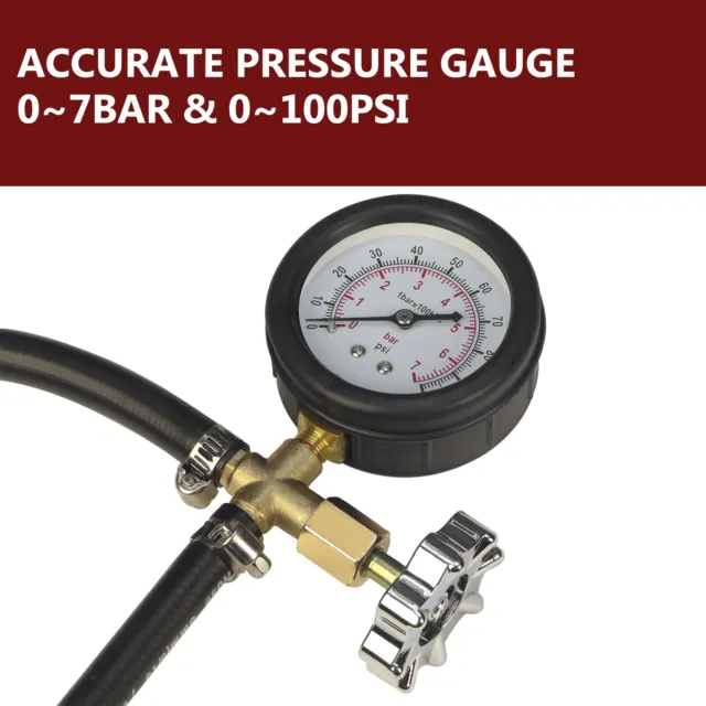 Quick Connected Fuel Injection Pump Pressure Tester Gauge With Valve 0~100PSI 3