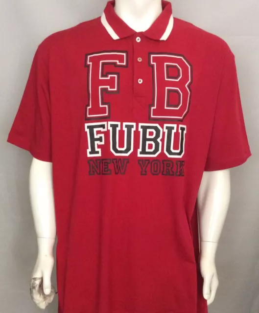 Fubu Big Men's Red 'Fb' Short Sleeve Jersey Polo Shirt 57" Chest Bnwt.