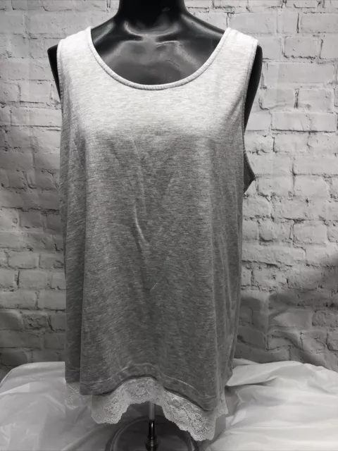 ASOS Maternity Sleeveless Grey Nursing Sleep Tank Top With Lace Trim Women US 10