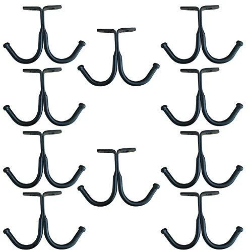 Double Prong Ceiling Hook 10 Pcs Towel/Robe/Coat Clothes Hook for Closet Black