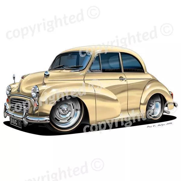 To Fit Morris Minor - Vinyl Wall Art Sticker - Cream