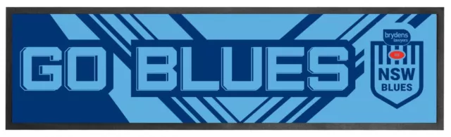 Nsw Blues New South Wales Nrl Rubber Backed Bar Mat Runner Clearance