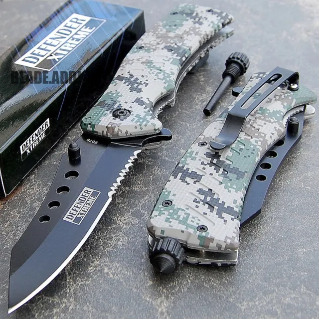 Tactical Survival Spring Assisted Open Rescue Pocket Knife W/ FIRE STARTER edc