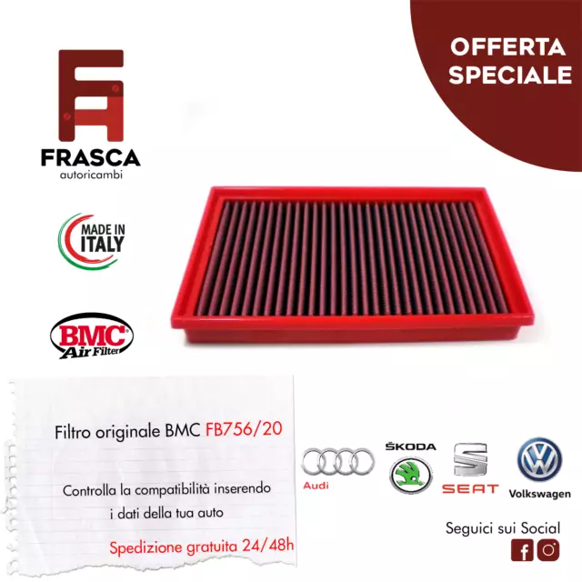 Filtro Aria Sportivo BMC Audi A3 S3 300 CV 1.8 TFSI 180 CV 2.0 TDI 136 CV 1.6