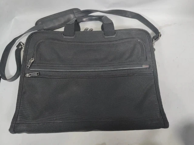 Tumi Alpha Laptop Bag Briefcase Portfolio Black Ballistic Nylon Shoulder Strap 3