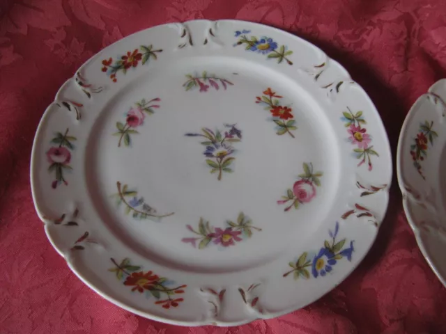 PAIRE ASSIETTES ANCIENNES PORCELAINE DE PARIS FLEURS 19ème