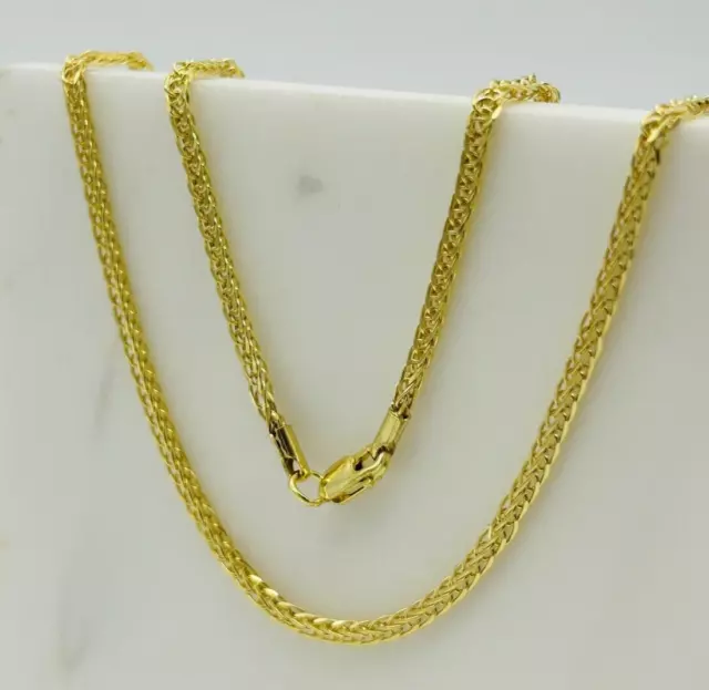 375 9ct Yellow Gold 2mm Square Spiga Link Chain Necklace 16" 18" 20" 22" 24"