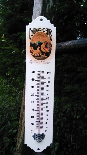 Thermomètre Émaillé 30cm Sauge, Fabrication Française, Email Véritable, 800°C, NEUF