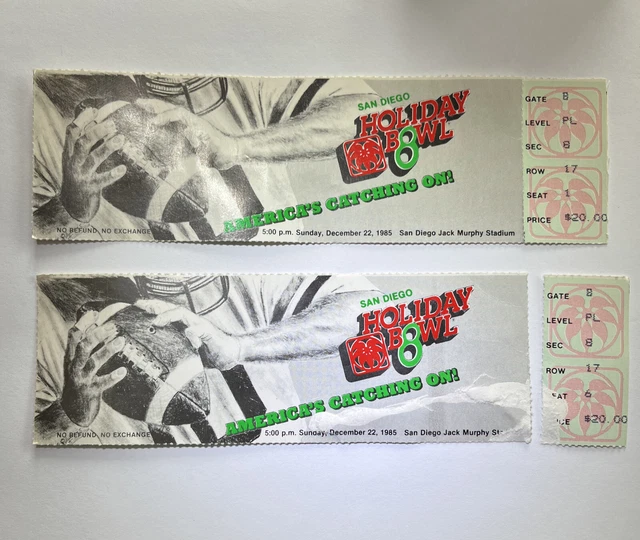 1985 HOLIDAY BOWL Tickets (2) College Football Arkansas Vs. Arizona State