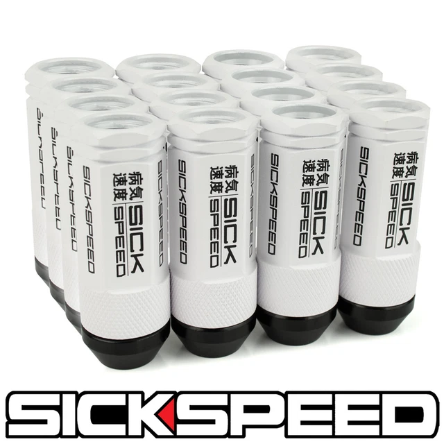 SICKSPEED 16PC Blanc Aluminium Étendu 50MM 2 PC Écrou Écrous Roues 1/2X20 N30