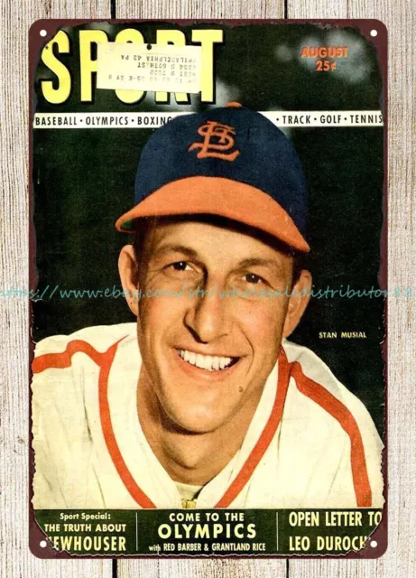 baseball Stan Musial 1948 Sport Magazine cover Cardinals metal tin sign