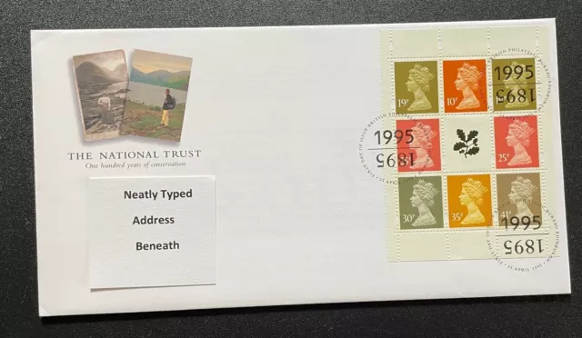 1995 The National Trust Booklet Pane FDC. With Bureau Handstamp.