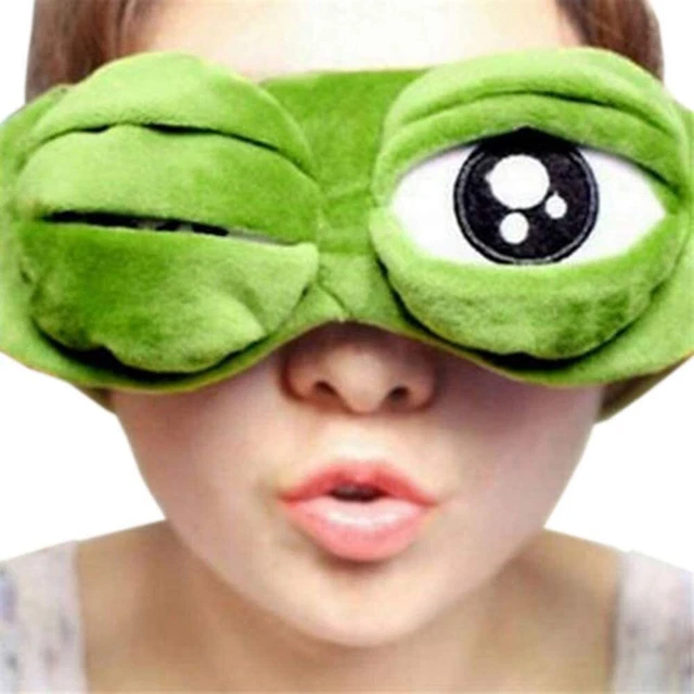 2X Frosch Augenmaske Blackout Brille, Plüsch Schlafmasken für Erwachsene Kinder 3