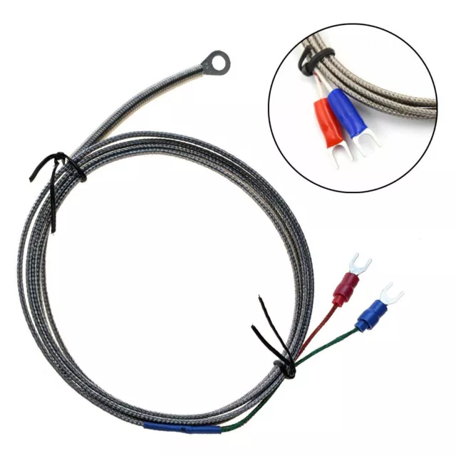 Fiber Insulated K Type Thermocouple Sensor 1 Meter Cable Probe Ring 9 x 6mm