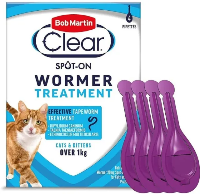 CLEAR CAT WORMER SPOT-ON - (2pk / 4pk) - Bob Martin 20mg Pet bp Kitten Treatment