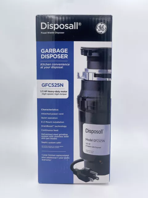 GE 1/2 Horsepower Continuous Feed Garbage Disposer Corded Disposall GFC525N 🇺🇸