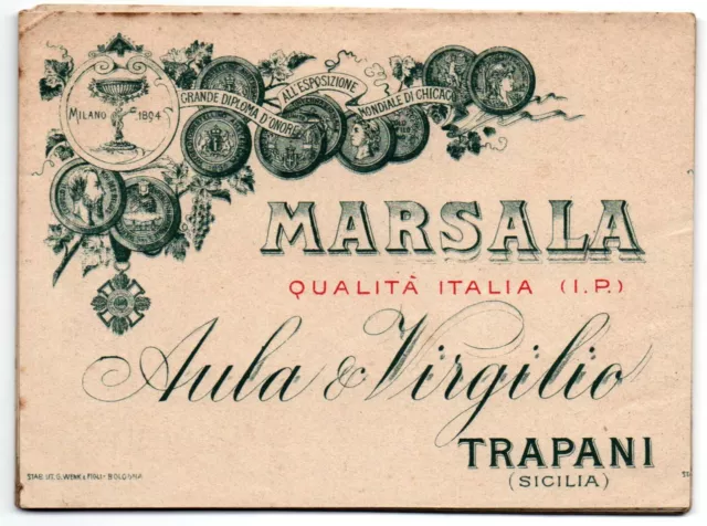 Antica etichetta Marsala Aulo e Virgilio Trapani